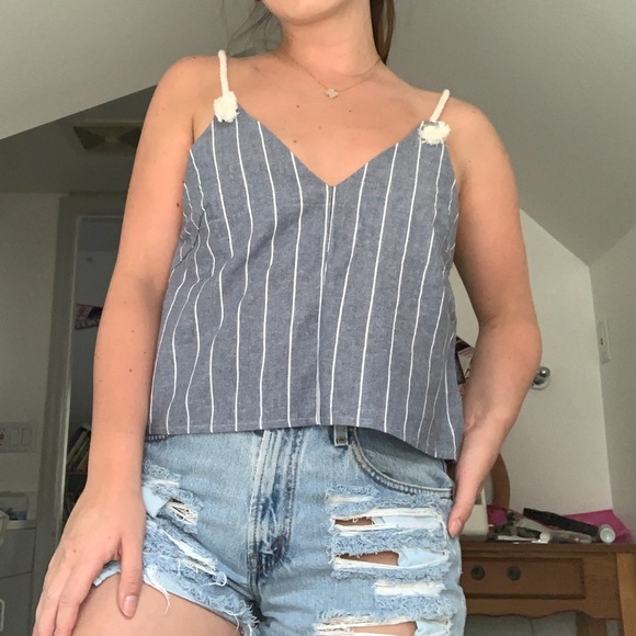 LF Denim Style Striped Tank Top - Picture 1 of 4
